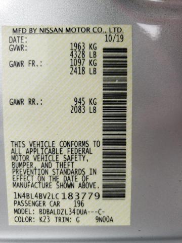 Photo 10 from auction – 2020 NISSAN ALTIMA S with VIN 1N4BL4BV2LC183779