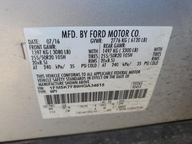 Foto 10 de la subasta – 2017 FORD EXPLORER L con VIN 1FM5K7F89HGA34815