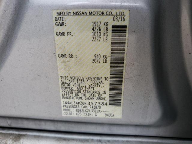 Photo 10 from auction – 2016 NISSAN ALTIMA 2.5 with VIN 1N4AL3AP2GN357384