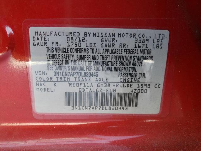 Photo 10 from auction – 2013 NISSAN VERSA S with VIN 3N1CN7AP7DL820445