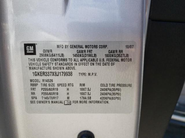 Photo 10 from auction – 2008 GMC ACADIA SLT with VIN 1GKER337X8J179938