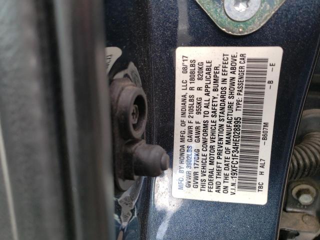 Photo 10 from auction – 2017 HONDA CIVIC EX with VIN 19XFC1F34HE028895