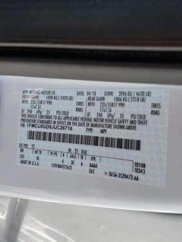 Photo 10 from auction – 2018 FORD ESCAPE SE with VIN 1FMCU0GD9JUC26716