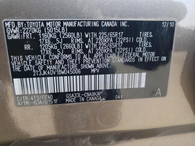 Photo 10 from auction – 2011 TOYOTA RAV4 with VIN 2T3JK4DV1BW045006