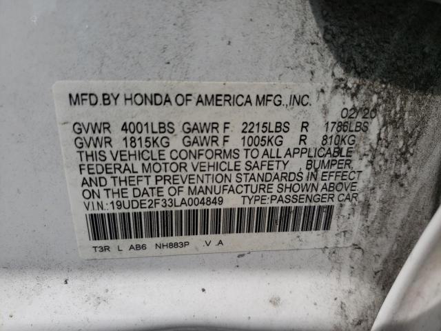 Photo 10 from auction – 2020 ACURA ILX with VIN 19UDE2F33LA004849