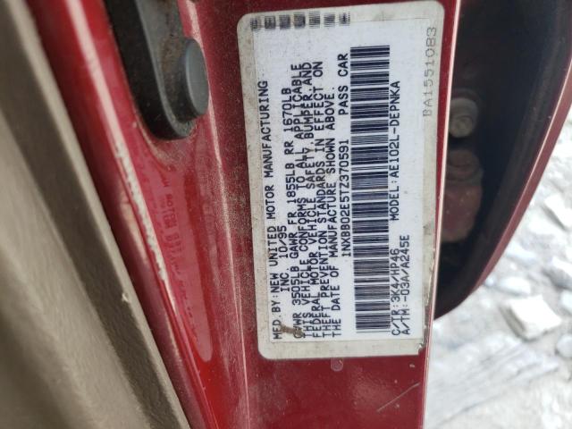 Photo 10 from auction – 1996 TOYOTA COROLLA DX with VIN 1NXBB02E5TZ370591