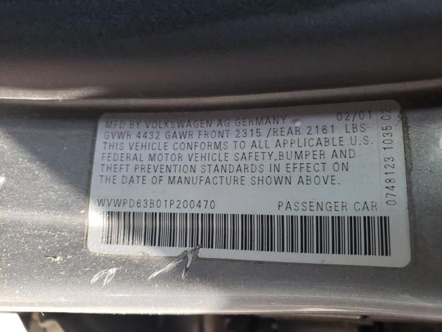 Photo 10 from auction – 2001 VOLKSWAGEN PASSAT GLS with VIN WVWPD63B01P200470