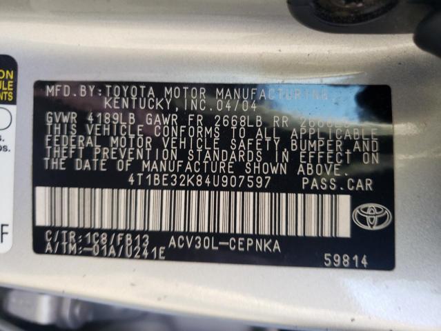 Photo 10 from auction – 2004 TOYOTA CAMRY LE with VIN 4T1BE32K84U907597