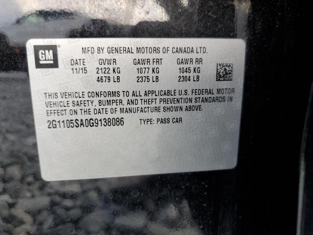 Photo 10 from auction – 2016 CHEVROLET IMPALA LT with VIN 2G1105SA0G9138086