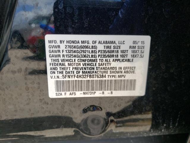 Photo 10 from auction – 2015 HONDA PILOT SE with VIN 5FNYF4H32FB076384