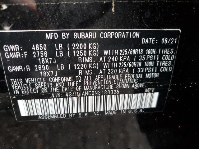 Photo 10 from auction – 2022 SUBARU OUTBACK LI with VIN 4S4BTANC0N3138325