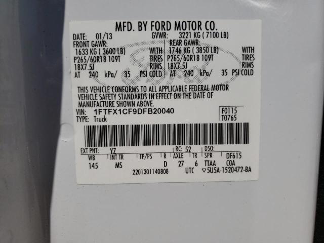 Photo 10 from auction – 2013 FORD F150 SUPER with VIN 1FTFX1CF9DFB20040