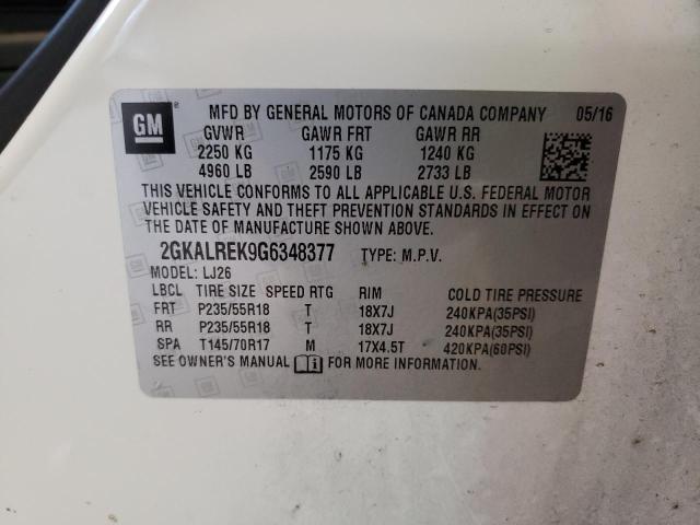 Photo 10 from auction – 2016 GMC TERRAIN DE with VIN 2GKALREK9G6348377