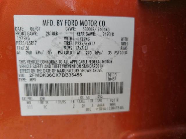 Photo 10 from auction – 2007 FORD EDGE with VIN 2FMDK36CX7BB35456
