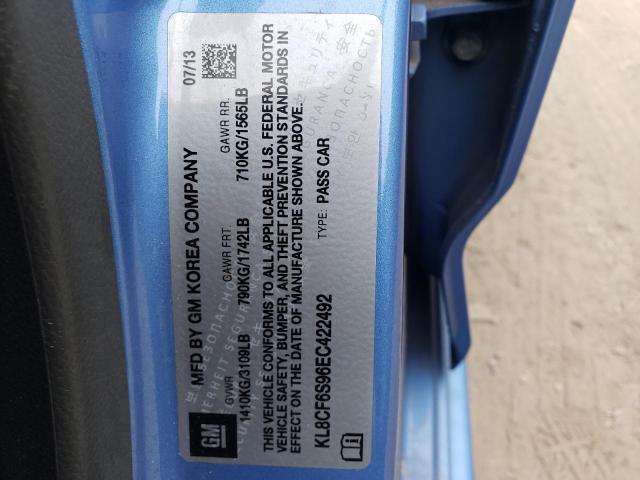 Photo 10 from auction – 2014 CHEVROLET SPARK 2LT with VIN KL8CF6S96EC422492