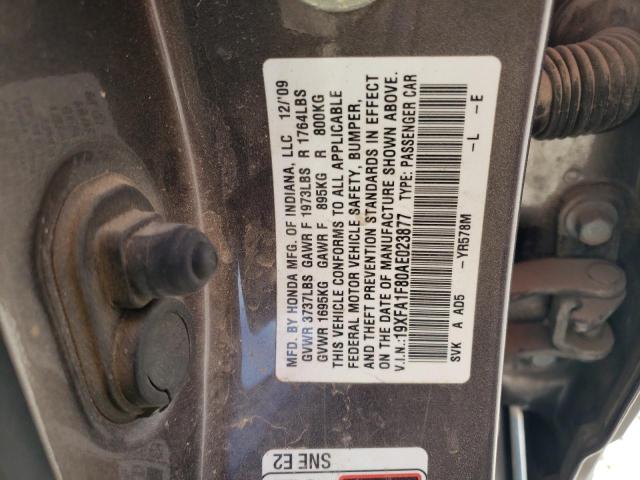 Photo 10 from auction – 2010 HONDA CIVIC EX with VIN 19XFA1F80AE023877