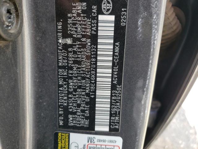 Photo 10 from auction – 2007 TOYOTA CAMRY 4D 2 with VIN 4T1BE46K87U181132