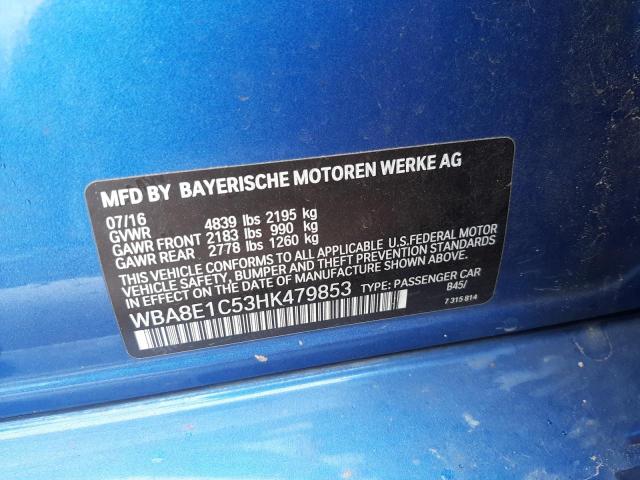 Photo 10 from auction – 2017 BMW 330E with VIN WBA8E1C53HK479853