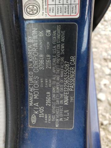 Photo 10 from auction – 2006 KIA SPECTRA LX with VIN KNAFE122565255087