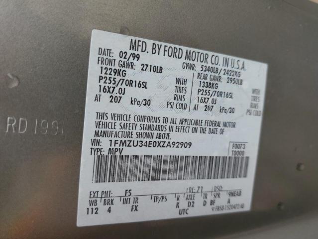 Photo 10 from auction – 1999 FORD EXPLORER with VIN 1FMZU34E0XZA92909