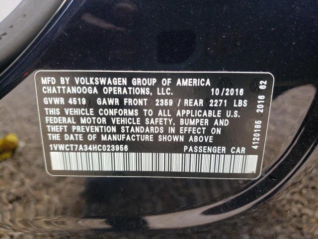 Photo 10 from auction – 2017 VOLKSWAGEN PASSAT SEL with VIN 1VWCT7A34HC023956