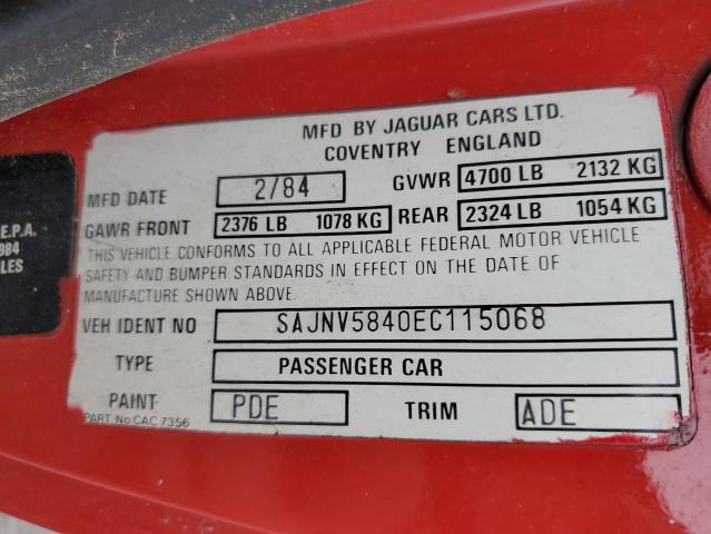 Photo 10 from auction – 1984 JAGUAR XJS with VIN SAJNV5840EC115068