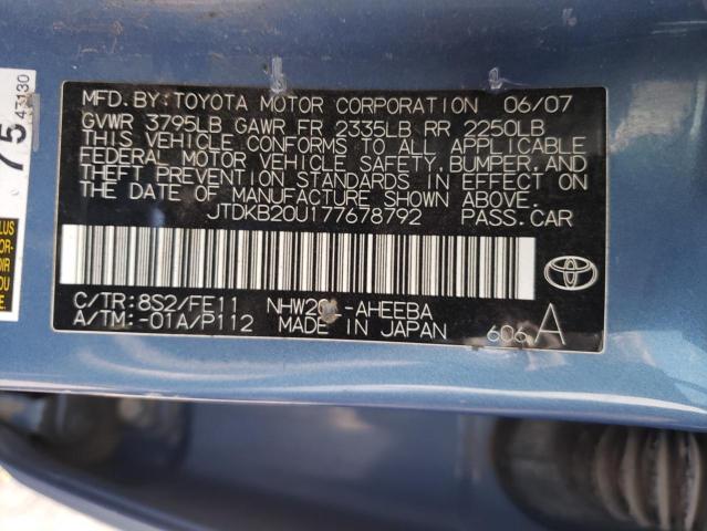 Photo 10 from auction – 2007 TOYOTA PRIUS with VIN JTDKB20U177678792