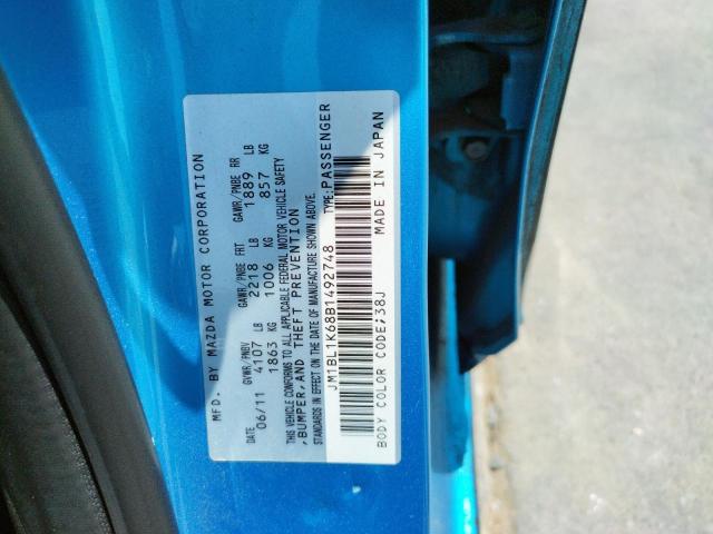Photo 10 from auction – 2011 MAZDA 3 S with VIN JM1BL1K68B1492748