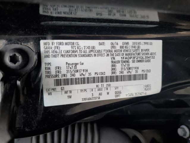 Photo 10 from auction – 2016 FORD FOCUS SE with VIN 1FADP3F21GL354132