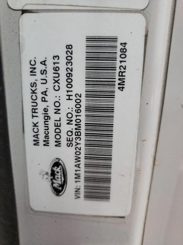 Photo 10 from auction – 2011 MACK 600 CXU600 with VIN 1M1AW02Y3BM016002