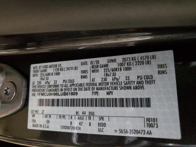 Photo 10 from auction – 2020 FORD ESCAPE SEL with VIN 1FMCU9H96LUB61809