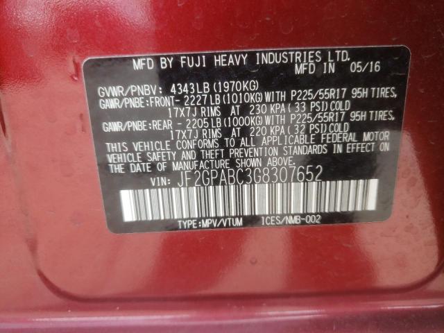 Photo 10 from auction – 2016 SUBARU XV CROSSTR with VIN JF2GPABC3G8307652