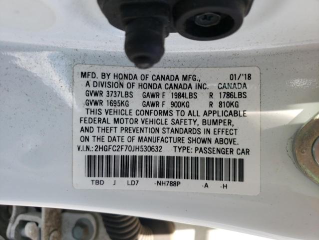 Photo 10 from auction – 2018 HONDA CIVIC EX with VIN 2HGFC2F70JH530632