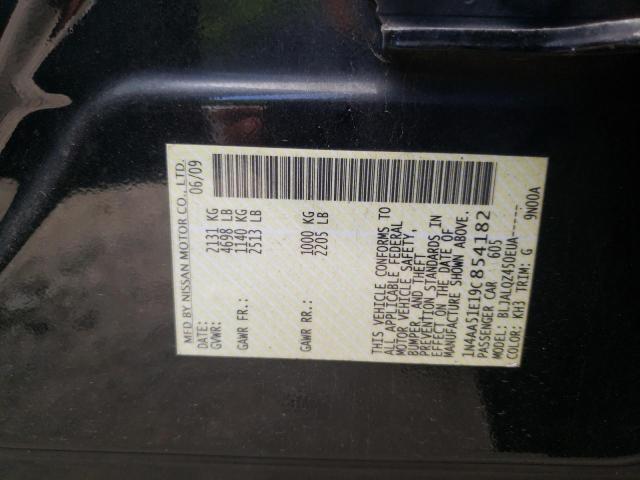Photo 10 from auction – 2009 NISSAN MAXIMA S with VIN 1N4AA51E19C854182