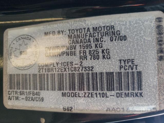 Photo 10 from auction – 2001 TOYOTA COROLLA CE with VIN 2T1BR12EX1C827332