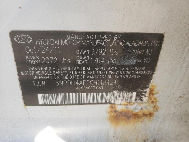 Photo 10 from auction – 2012 HYUNDAI ELANTRA with VIN 5NPDH4AE0CH118424