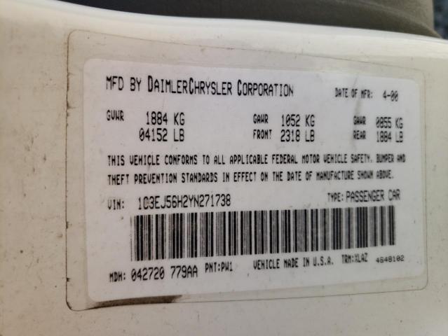 Photo 10 from auction – 2000 CHRYSLER CIRRUS LXI with VIN 1C3EJ56H2YN271738
