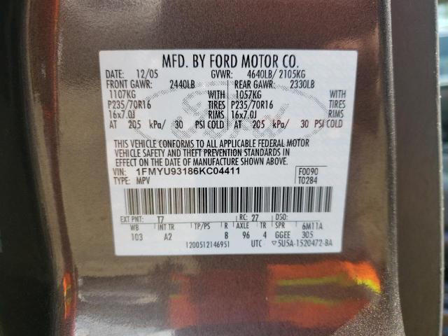 Photo 10 from auction – 2006 FORD ESCAPE XLT with VIN 1FMYU93186KC04411