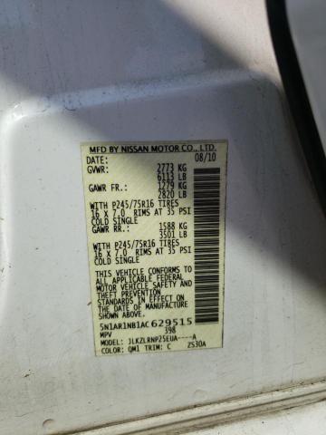 Photo 10 from auction – 2010 NISSAN PATHFINDER with VIN 5N1AR1NB1AC629515