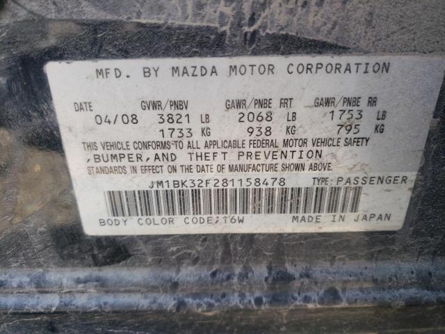 Photo 10 from auction – 2008 MAZDA 3 I with VIN JM1BK32F281158478