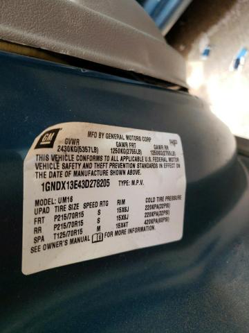 Photo 10 from auction – 2003 CHEVROLET VENTURE LU with VIN 1GNDX13E43D278205