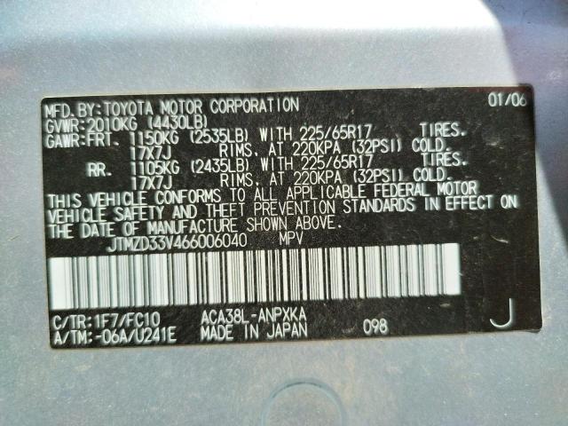 Photo 10 from auction – 2006 TOYOTA RAV4 with VIN JTMZD33V466006040