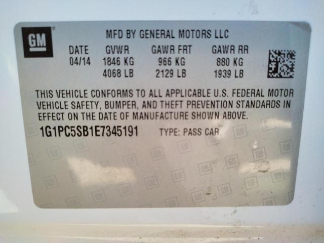 Photo 10 from auction – 2014 CHEVROLET CRUZE LT with VIN 1G1PC5SB1E7345191