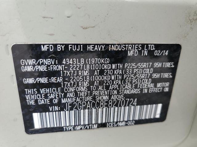 Photo 10 from auction – 2014 SUBARU XV CROSSTR with VIN JF2GPACC8E8270724