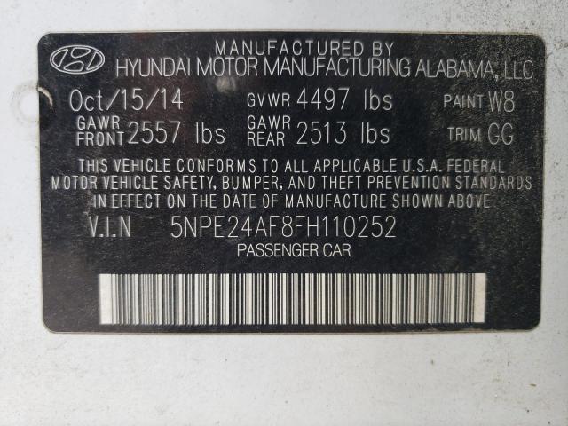Photo 10 from auction – 2015 HYUNDAI SONATA SE with VIN 5NPE24AF8FH110252