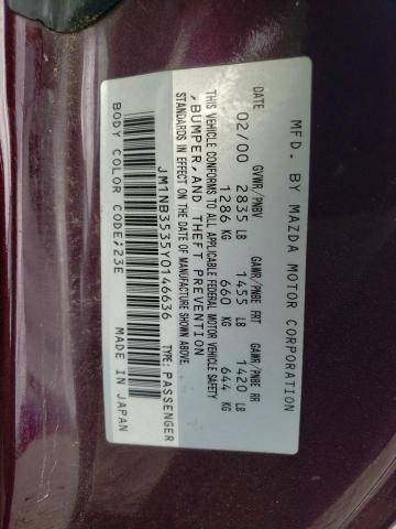 Photo 10 from auction – 2000 MAZDA MX-5 MIATA with VIN JM1NB3535Y0146636