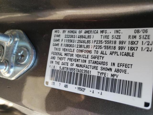 Photo 10 from auction – 2007 ACURA RDX TECHNO with VIN 5J8TB18557A003561