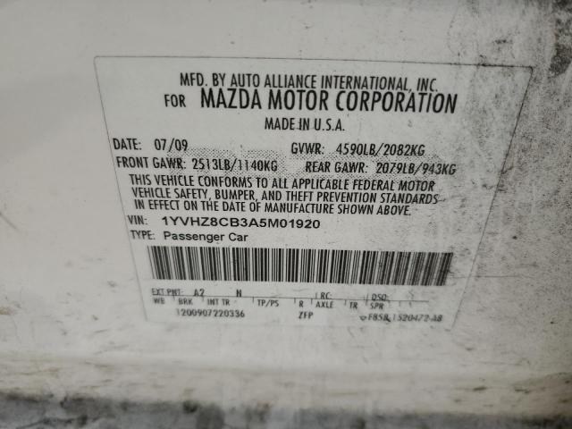 Photo 10 from auction – 2010 MAZDA 6 S with VIN 1YVHZ8CB3A5M01920