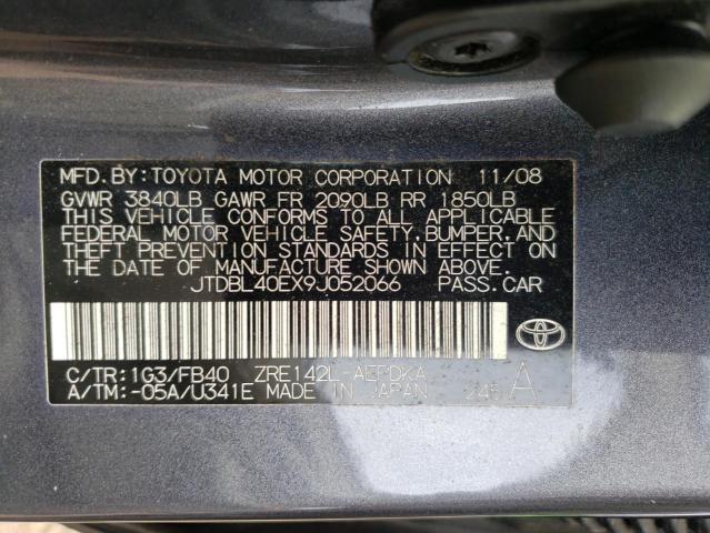 Photo 10 from auction – 2009 TOYOTA COROLLA BA with VIN JTDBL40EX9J052066