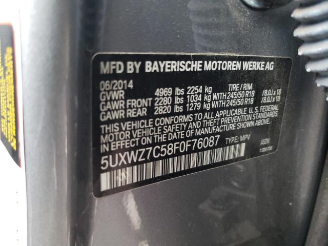 Photo 10 from auction – 2015 BMW X3 SDRIVE2 with VIN 5UXWZ7C58F0F76087